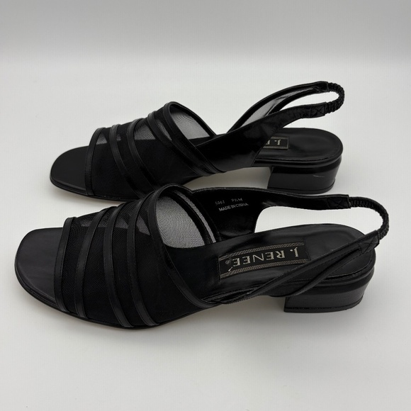 J. Renee Black Open Toe Strappy/Mesh Sandal with Elastic Heel Strap; Size 9.5 - Picture 9 of 12